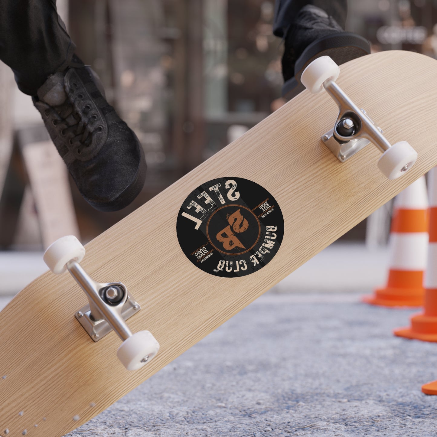 Window Reversible Transparent Round Steel Bumper Sticker