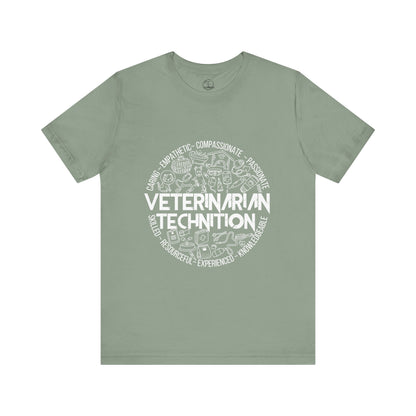 Edgy Veterinarian Technician Doodles Tee