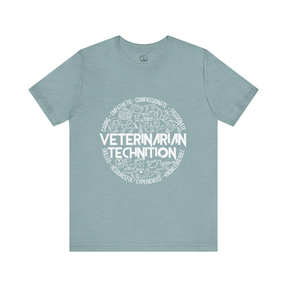 Edgy Veterinarian Technician Doodles Tee