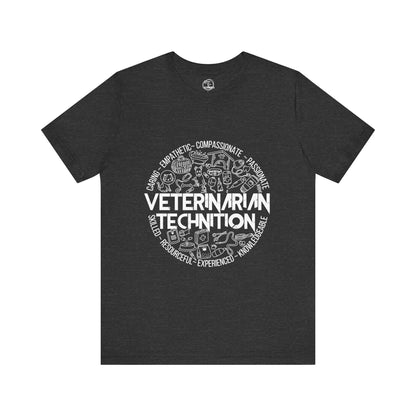 Edgy Veterinarian Technician Doodles Tee