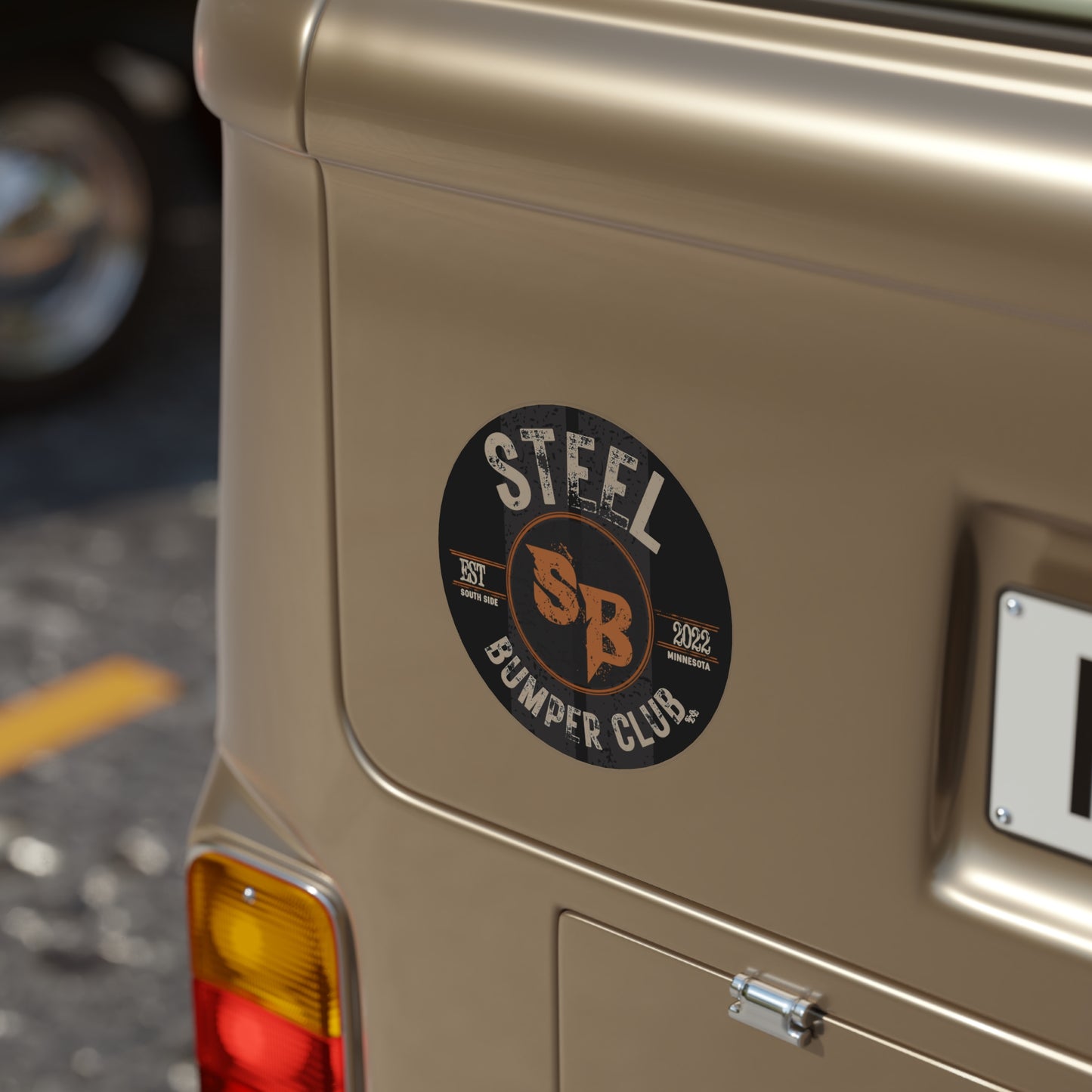 Transparent Round Steel Bumper Club Sticker