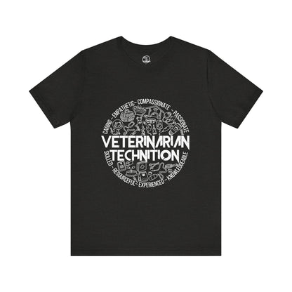 Edgy Veterinarian Technician Doodles Tee