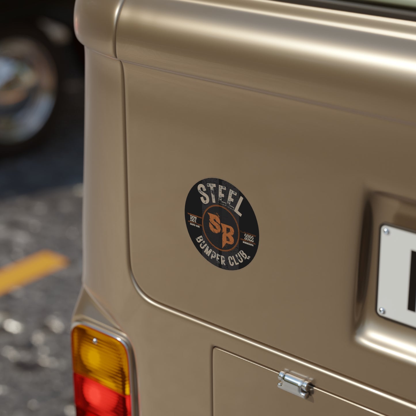 Transparent Round Steel Bumper Club Sticker