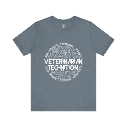 Edgy Veterinarian Technician Doodles Tee