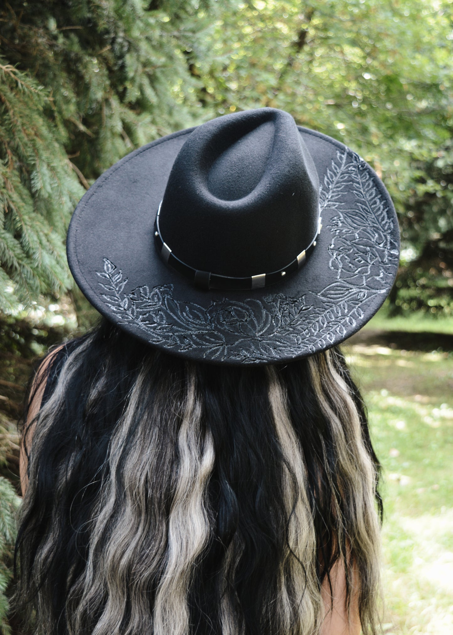 Wild Rose- Wide Brim Hand Burned Hat