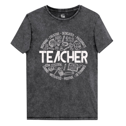 Acid Wash Edgy Teacher Doodles Tee