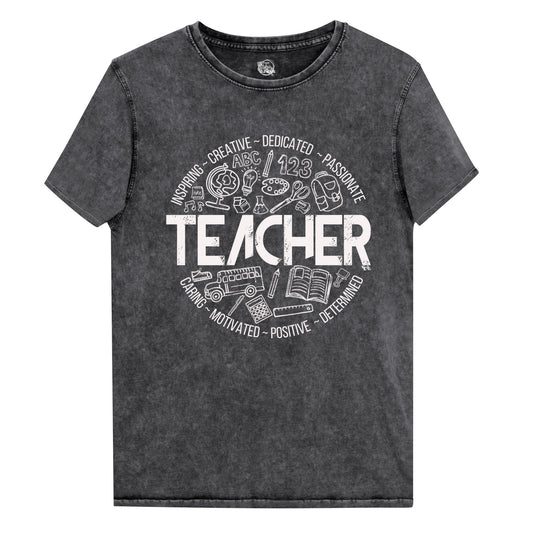 Acid Wash Edgy Teacher Doodles Tee