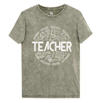 Acid Wash Edgy Teacher Doodles Tee