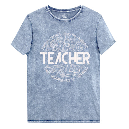 Acid Wash Edgy Teacher Doodles Tee