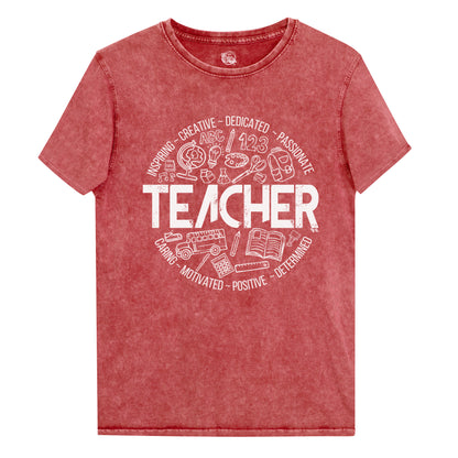 Acid Wash Edgy Teacher Doodles Tee